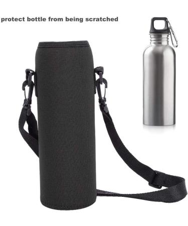 1L Neoprene Water Bottle Cover - Thermal Holder for Outdoor Sports - Scalding-Safe Black Bottle Pocket with Belt - Buy Online on GoSupps.com