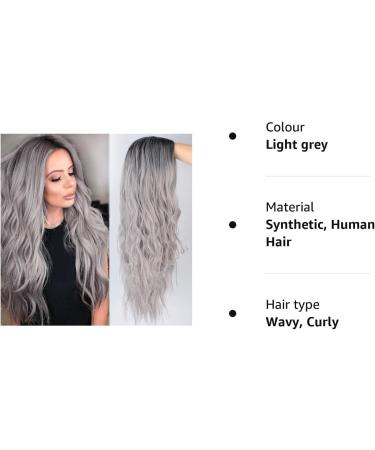 ColorfulPanda Ombre Grey Long Wavy Curly Wig for Women - Dark Roots Black - Cosplay & Daily Wear - Buy Online on GoSupps.com