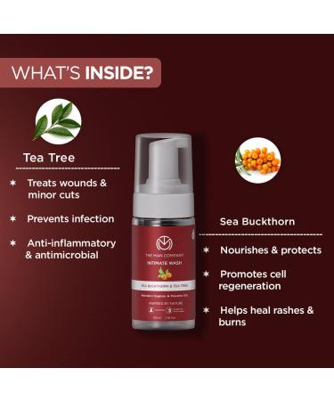 The Man Company Intimate Wash for Men with Tea Tree & Sea Buckthorn Oil - 3.4 Oz | Foaming Anti Bacterial, pH Balanced, Prevents Bad Odour & Itching - Buy Online on GoSupps.com