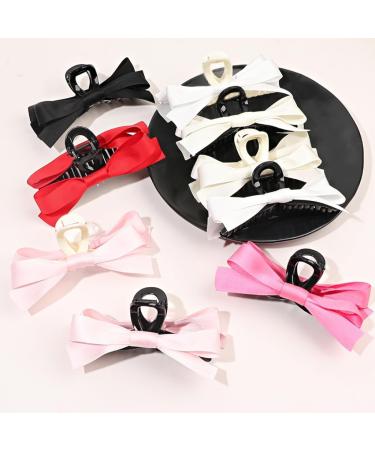 xbiez Cute Fairy Claw Clips Hairpin Y2K-Style Balletcore Headdress Bunches Accessories Bow Ribbon Cute Headdress Beige on black - Buy Online on GoSupps.com