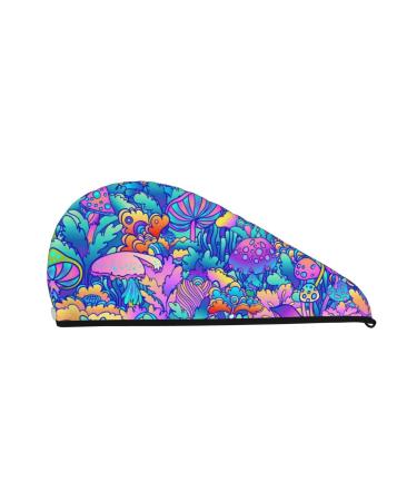 Colorful Mushrooms Microfiber Hair Towel Soft Super Absorbent Hair Towel Wrap for Women Coral Velvet Quick Dry Hair Cap for Long Curly and Thick Hair