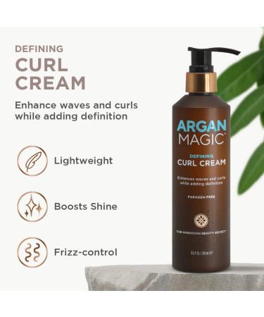 ARGAN MAGIC Defining Curl Cream - Enhances Waves and Curls | Conditions, Detangles, Reduces Frizz | Paraben Free - 8.5 fl oz - Buy Online on GoSupps.com
