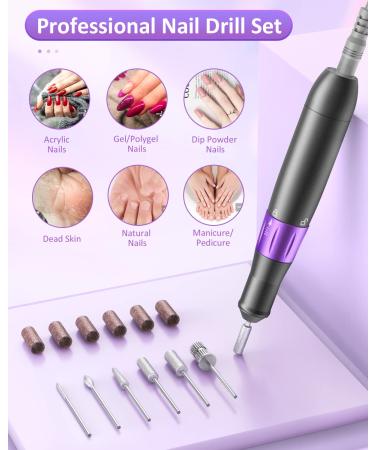 35000 RPM Electric Nail Drill Machine for Acrylic Gel Nails - Portable Professional Tool for Manicure Pedicure - Purple - Buy Online on GoSupps.com