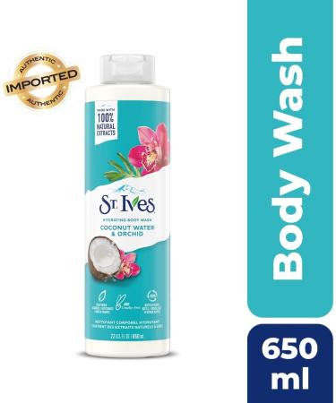 St. Ives Hydrating Body Wash Coconut Water and Orchid (650ml) Made with 100% Natural Extracts - Buy Online on GoSupps.com
