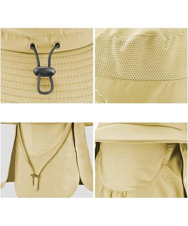 Szetosy Wide Brim Sun Hat with Removable Neck Flap - UPF 50 UV Protection Unisex Outdoor Hat for Cycling Fishing Hiking & Gardening - M-L Khaki - Buy Online on GoSupps.com