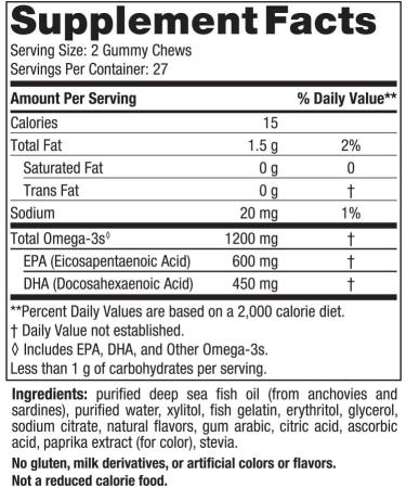 Nordic Naturals Zero Sugar Ultimate Omega Gummy Chews - Tropical Fruit Flavor | 54 Gummies, Supports Heart, Brain, and Immune Health | Non-GMO, Vegetarian | 27 Servings - Buy Online on GoSupps.com