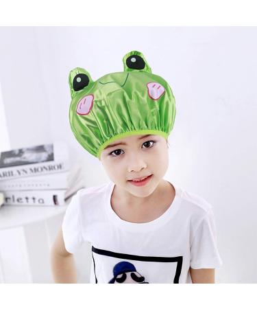 Bath Reusable Shower Caps for Kids with Long/Thick Hair - Cute Waterproof Cartoon Animal Design - Double Layer Bathing Hat for Boys, Girls, Women (Pink Mouse/Gray Mouse/Green Smile Frog) - Buy Online on GoSupps.com