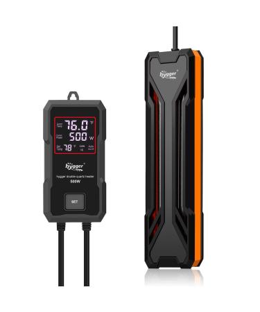 Hygger Submersible Aquarium Heater Fish Tank Heater with Digital LED Controller & Intelligent Water Outflow Overheating Protection System Suitable for Saltwater & Freshwater (245-500L Fish Tank) 500W