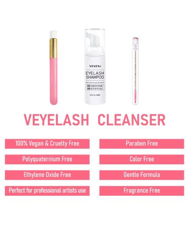 VEYES INC Lash Shampoo for Extensions & Natural Lashes - Eyelash Extension Cleanser + Brush, Oil & Sulfate Free 1.69 floz. Salon & Home Care - Buy Online on GoSupps.com