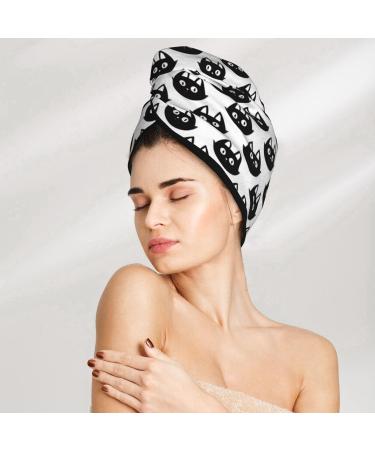 Buy Black Cats Microfiber Hair Towel - Soft Super Absorbent Quick Dry Cap for Long Curly & Thick Hair - Buy Online on GoSupps.com