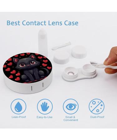 Black Cat in Love Contact Lens Case | Portable Cute Eye Lens Box Travel Kit with Mirror - International Shipping Available - Buy Online on GoSupps.com