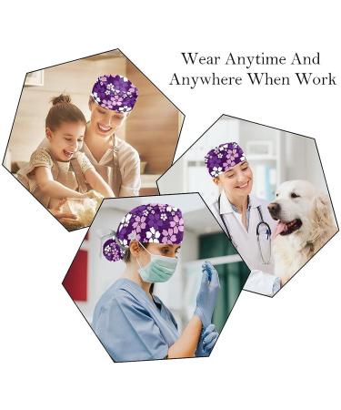 Mersov Bouffant Cap with Button Ponytail Pouch | Adjustable Surgical Hat with Sweatband | Chrysanthemum Flower Print | Multicolor | Medium-3X-Large - Buy Online on GoSupps.com