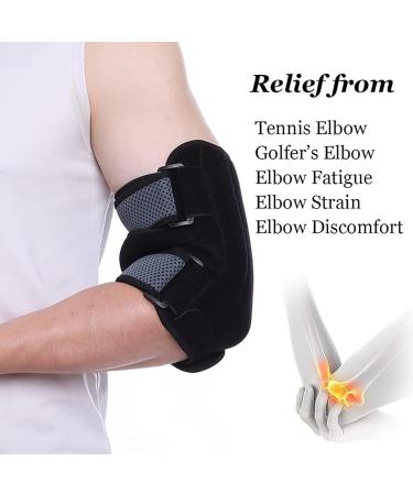 Elbow Guard Compression Brace - Adjustable Support & Protector for Tennis Golf Gym | Night Sleep Support for Men & Women - Buy Online on GoSupps.com