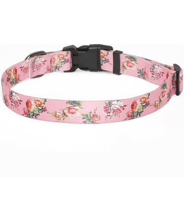 Heele Adjustable Dog Collar for Small Medium Large Dogs - Comfortable Patterned Pink Collar for Puppies (XS: 21.6-28cm 1.5cm Width) - Buy Online on GoSupps.com