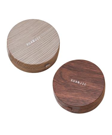 Lurrose 1 set contact lens container Creative eye contact holder for the eyes colored contact lenses contact case lense case container wooden package stands travel sleeve 7.5x7.5cm coffee