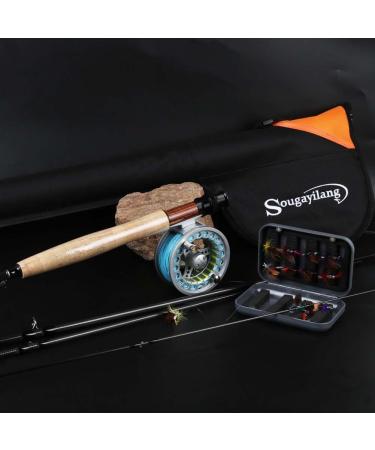Sougayilang Saltwater Freshwater Fly Fishing Rod with Reel Combo Kit A:  Silver Kits with Bag