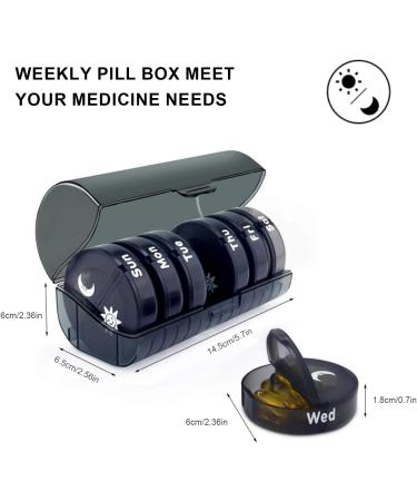 Weekly Pill Organizer - 2x Daily Dose 7-Day Travel Case Moisture Resistant 14 Compartments for Pills Vitamins and Supplements - Black - Buy Online on GoSupps.com