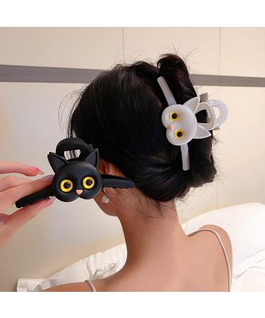 Large Cat Hair Claw Clips for Women & Girls - Matte Hair Claws Clips Set in White and Black - Styling Accessories for Girls - Buy Online on GoSupps.com
