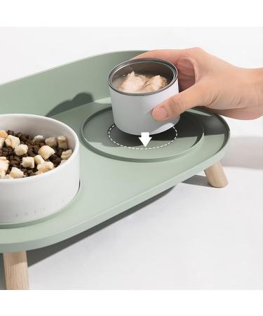 Kjaoyu Elevated Puppy Bowls for Food & Water | Ceramic Cat Bowls | Cervical Spine Protection | Double Feeder | Green & White - Buy Online on GoSupps.com