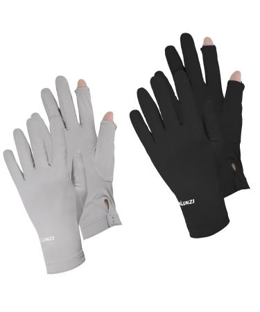 Berkelen drive gloves for women UV protection summer gloves anti-slip touchscreen sun protection gloves for girls lady summer outdoor cycling fishing golf black + gray