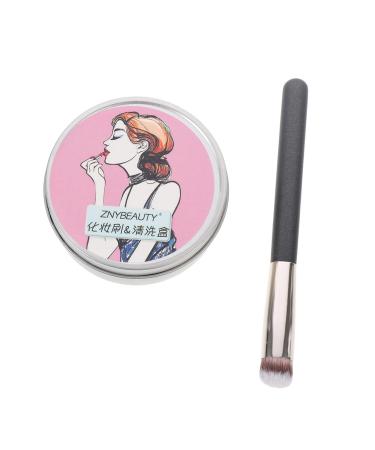 Beatifufu Makeup Brush Cosmetic and Cleaning Tools Portable Washing Scrubber Cleaning Pad Brush Sponge Brush Cleaner Mat Partial Eyelash Curler Cleaning Mat Makeup Utensils Artificial Fiber