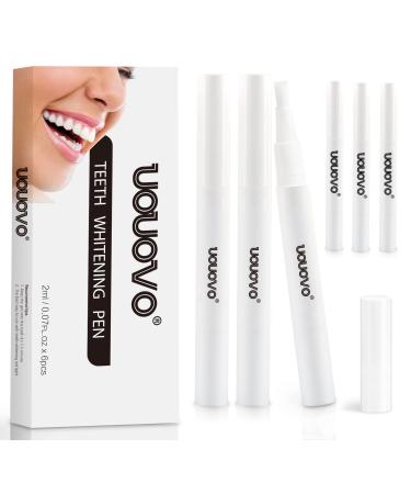Uouovo Teeth Whitening Pen(6 Pcs) - 90+ Uses - Effective & Painless Whitening - Visibly Whiter Teeth After 1 Week  Natural Mint Flavor