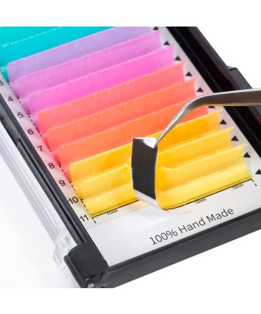Colorful Neon UV Eyelash Extensions 15mm 0.07C Easy Fan - Blue, Yellow, Purple, Pink - Buy Online on GoSupps.com