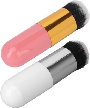 Cosmetic Brush Brush Nylon Fiber Portable Comfortable 1 Color Silver White 2 Pieces for Travel - Buy Online on GoSupps.com