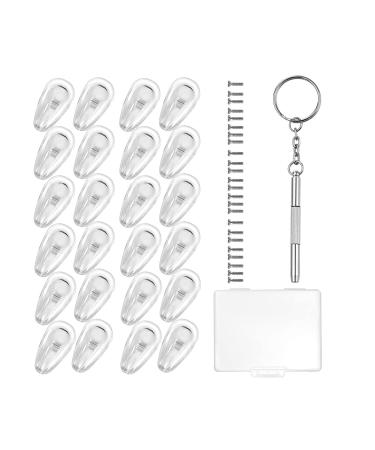 Nirrn Soft Silicone Eyeglass Nose Pads(12 Pairs) Upgraded Air Chamber Eyeglasses Nose Pad 15mm Screw-in Glasses Nose Pad Set Fits Most Glasses With Screws (Drop shape)