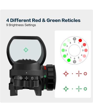 HIDENEL Compact Reflex Sight Green Red Dot Sight 4 Different Reticles Red Dot Sight with 20mm Picatinny Rail Mount Green Red Reflex Holographic Dot Sight Reflex Sight with 4 Reticles - Buy Online on GoSupps.com