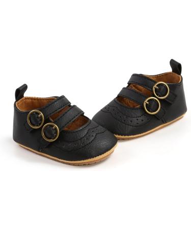 Baby Girls First Walking Shoes Mary Jane PU Leather Anti-Slip Princess Shoes - Infant Baby Shoes 0-6 Months (Black) - Buy Online on GoSupps.com