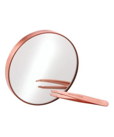 TWEEZERMAN Rose Gold Mini Tweezers & 10x Cosmetic Mirror Set | Travel Size Gift for Effortless Beauty - Buy Online on GoSupps.com