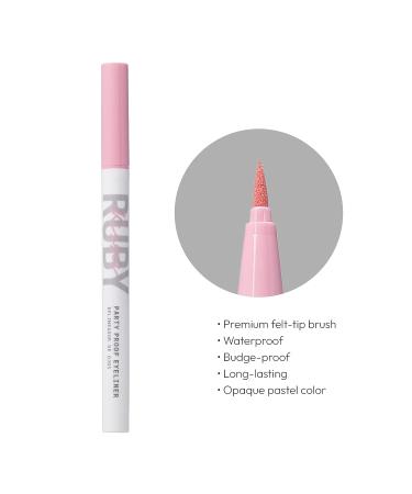 Ruby Kisses Party Proof Eyeliner in Pink Smoothie - Premium Waterproof Felt-tip Eyeliner for Long-lasting Pastel Color Pop - Buy Online on GoSupps.com