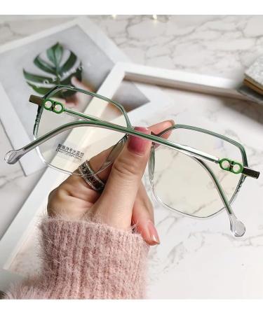 Shop Parwana Fashionable Anti-Blue Light Glasses - Oversized Computer Readers Comfortable & Clear View Flat Light-Mirror Design in Green (+200) - Buy Online on GoSupps.com