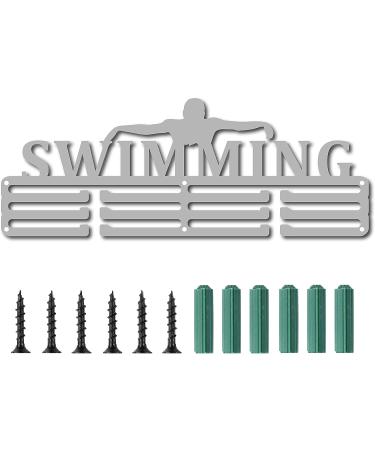 Swimming Medal Holder Display Stand | Wall Mount Rack for Champions | Gymnastics Olympic Games Awards | 15.7 x 5.9inch Platinum - Buy Online on GoSupps.com