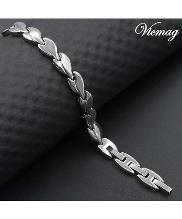 Vicmag Magnetic Bracelet for Women | Ultra Strength Titanium Steel | Magnetic Gift Box & Removal Tool | Silver Leaf Design - Buy Online on GoSupps.com