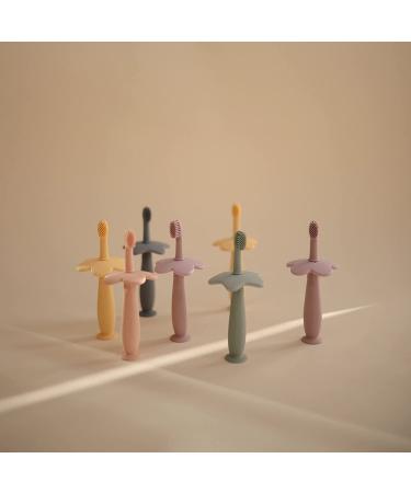 Mushie Flower Toddler Training Toothbrush - Daffodil | Soft Bristles, Easy Grip Handle - Buy Online on GoSupps.com