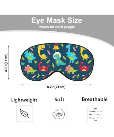 Cute Dinosaurs Sleep Eye Mask | Soft Silk Sleeping Mask for Kids & Adults | Travel Eye Shade with Elastic Strap in Green Blue & Red - Buy Online on GoSupps.com