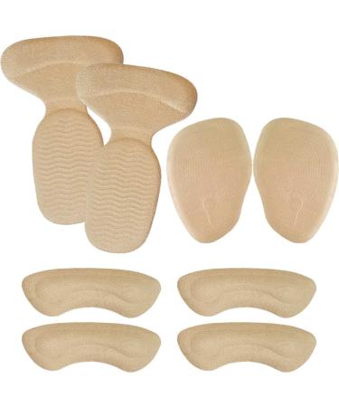 Chiroplax Reusable High Heel Cushion Inserts Pads Forefoot Ball of Foot Back of Heel Cup Grips Protector Liner Anti-Slip Metatarsal Shoe Insoles  8 pcs (Beige)