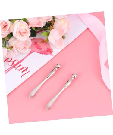 Minkissy Eye Massage Device - 2 Piece Skin Care Tool for Tiredness Relief & Anti-Fold - Silver Face Beauty Stick (8x0.5cm) - Buy Online on GoSupps.com