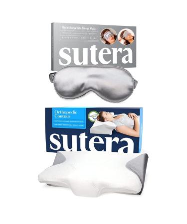 Sutera - Lavender Zen Memory Foam Pillow and Hydroluna Silk Eye Mask Bundle