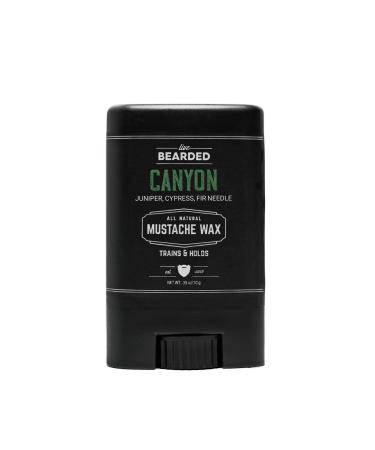 Live Bearded: Mustache Wax Stick - Made in the USA with All-Natural Ingredients - Beeswax Lanolin Jojoba Oil Essential Oils - Medium Hold Mustache & Beard Wax for Men - Canyon Scent 0.35 Oz
