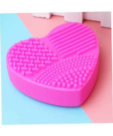 Buy Heart-Shaped Makeup Brush Cleaner Mat | Silicone Scrub Tool for Makeup Brushes - 8x8.5cm Rosy - Buy Online on GoSupps.com