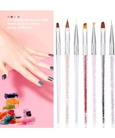 ANKROYU 7 Nail Art Pens Nail Art Brushes Nail Art Uv Gel Polishing Extension Pen with Glitter Handle Sculpting Brush Base Brush Flower Painting Brush for DIY Nail Art Designs - Buy Online on GoSupps.com