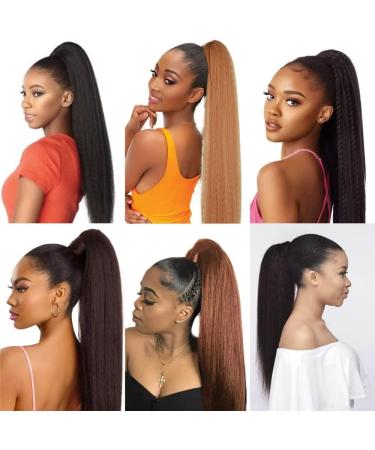 75CM Afro Kinky Straight Drawstring Ponytail Afro Yaki Straight Drawstring Ponytail Extensions for Women Girls Pony Tails Hair Pieces Black (75CM/30 INCH 1B) 75CM/30 INCH 1B - Buy Online on GoSupps.com