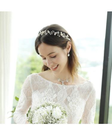 Crystal Pearl Bridal Headband | Bohemian Leaf Hair Vine | Wedding Hair Accessories - Buy Online on GoSupps.com