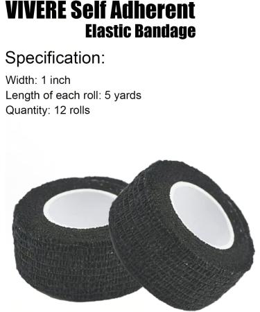 Buy WUXTANGZ Self Adherent Bandage Wrap - 1 Inch Elastic Cohesive Athletic Tape (12 Pack Black) for Sports First Aid & Vet Use | International Shipping Available - Buy Online on GoSupps.com