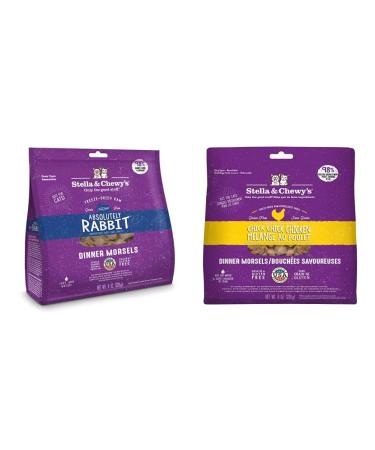 Stella & Chewy's Freeze-Dried Raw Cat Dinner Morsels Bundle | Absolutely Rabbit + Chick Chick Chicken Recipes | 16 oz