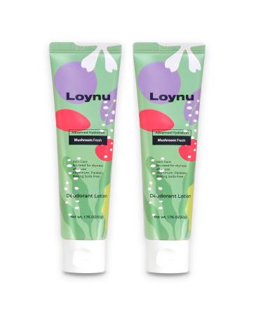 Aluminum-Free Deodorant Lotion for Women & Men Non-Toxic Hypoallergenic Extra Strength Odor Protection Whole Body & Intimate Areas (PREdeodorant Technology) with (Mushroom Extract) 2Pcs