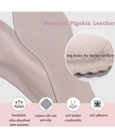 Buy Pigskin Leather Shoe Insoles for Women - Self-Adhesive Barefoot Inserts for High Heels & Flats | Size 8 Apricot Round - Buy Online on GoSupps.com